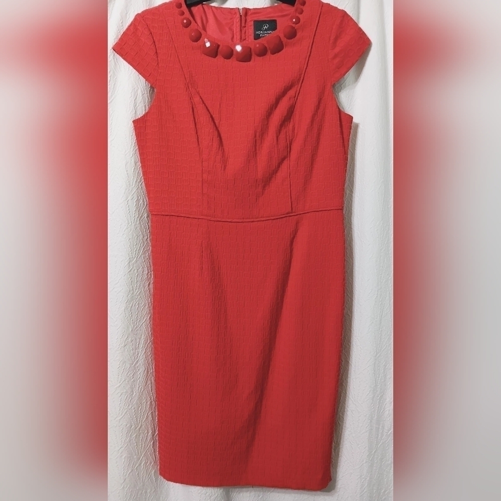 Adriana Papell Orange Midi Dress Size 10